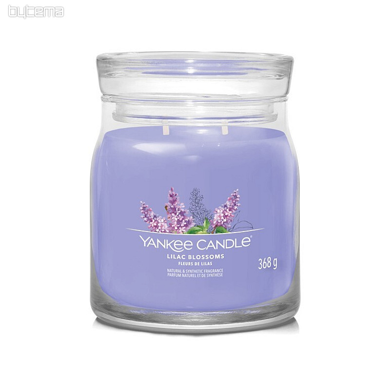 gyertya YANKEE CANDLE illat LILAVIRÁGOK ÜVEG KÖZÉP 2 kanóc