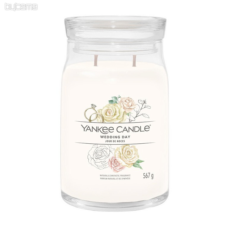 gyertya YANKEE CANDLE illat ESKÜVŐ NAPPALI ÜVEG LARGE 2 kanóc