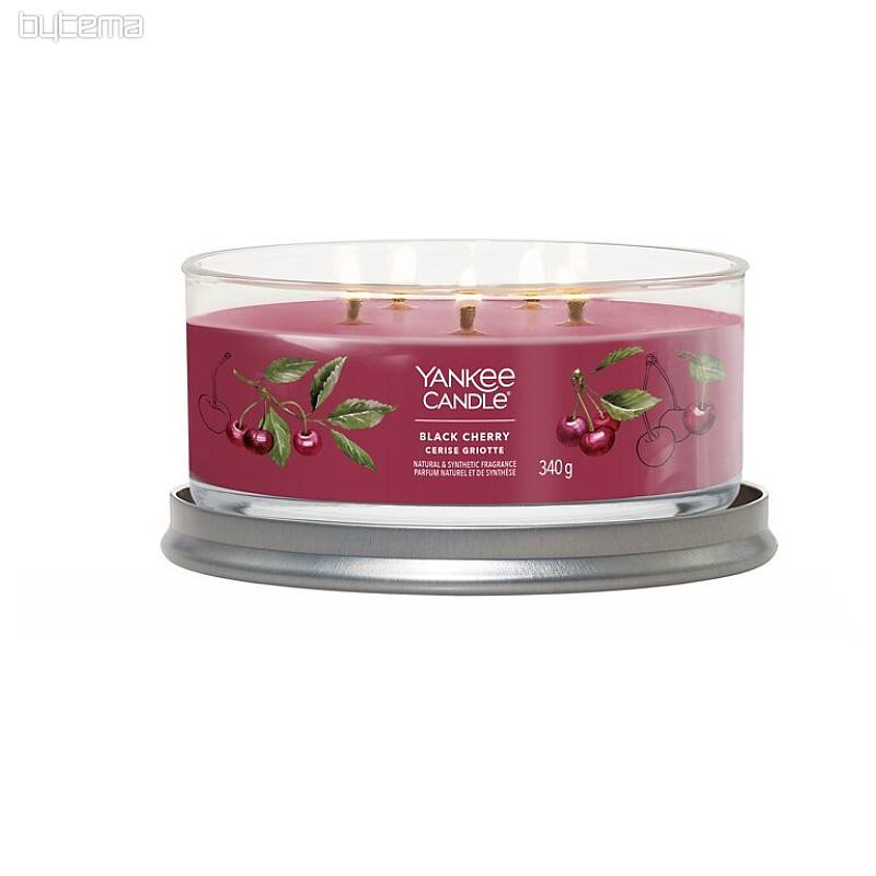 gyertya YANKEE CANDLE illat BLACK CHERRY TUMBER MEDIUM 5 kanóc