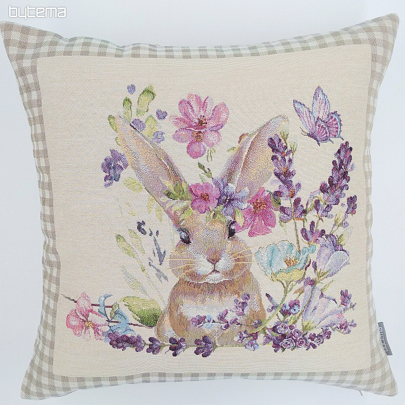 Gobelin párnahuzat BUNNY IN A FRAME bézs csekk