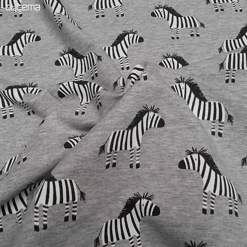 Pamut kötött nyomtatás ZEBRA szürke