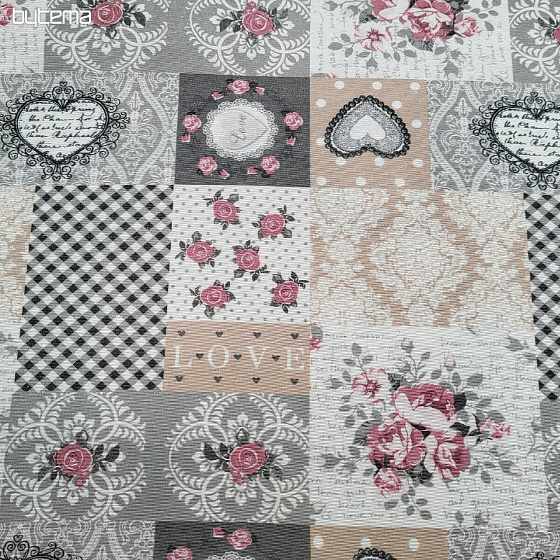 Dekoratív szövet LIA szürke patchwork