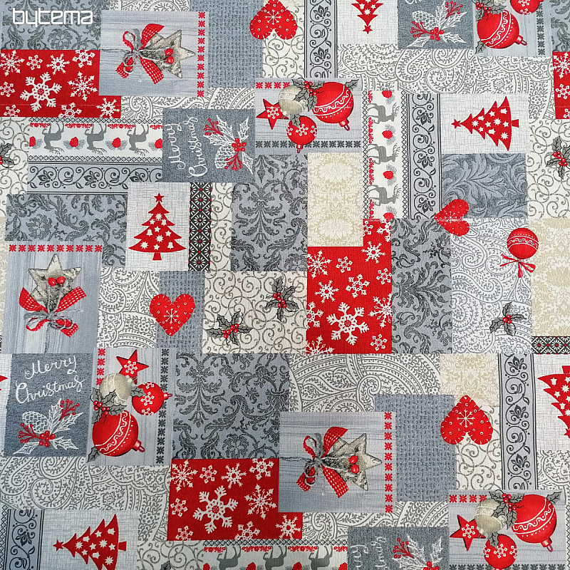 Dekoratív szövet PATCHWORK karácsonyi szürke