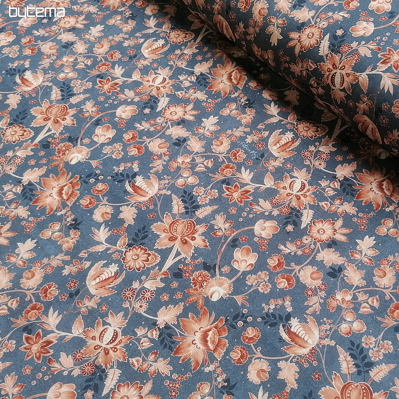 VARANASI KALAMKARI kék pamutszövet