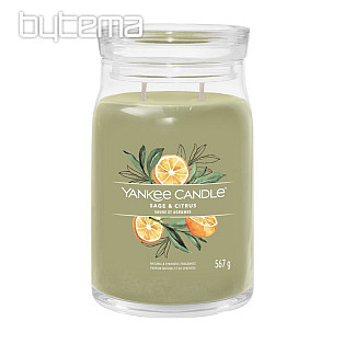 gyertya YANKEE CANDLE illat ZSÁLYA és CITRUS ÜVEG KÖZEPES 2 kanóc