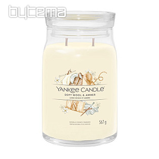 gyertya YANKEE CANDLE illat SOFT WOOL és ABER GLASS MEDIUM 2 kanóc