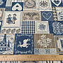 Dekoratív jacquard szövet PATCHWORK HEARTS BLUE