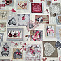 Dekoratív szövet HEART SHABBY bordó