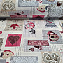 Dekoratív szövet HEART SHABBY bordó