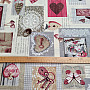 Dekoratív szövet HEART SHABBY bordó