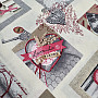 Dekoratív szövet HEART SHABBY bordó